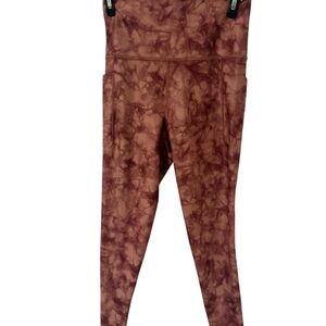 Athleta Pink Tie-Dye  salutation Leggings with pockets EUC size XS